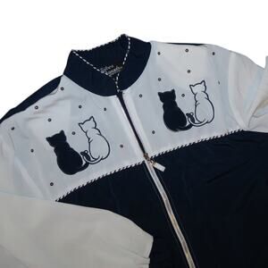 Vintage Cat Lover Jacket Beaded Embroidered Rope Western Sz Large Shoulder Pads